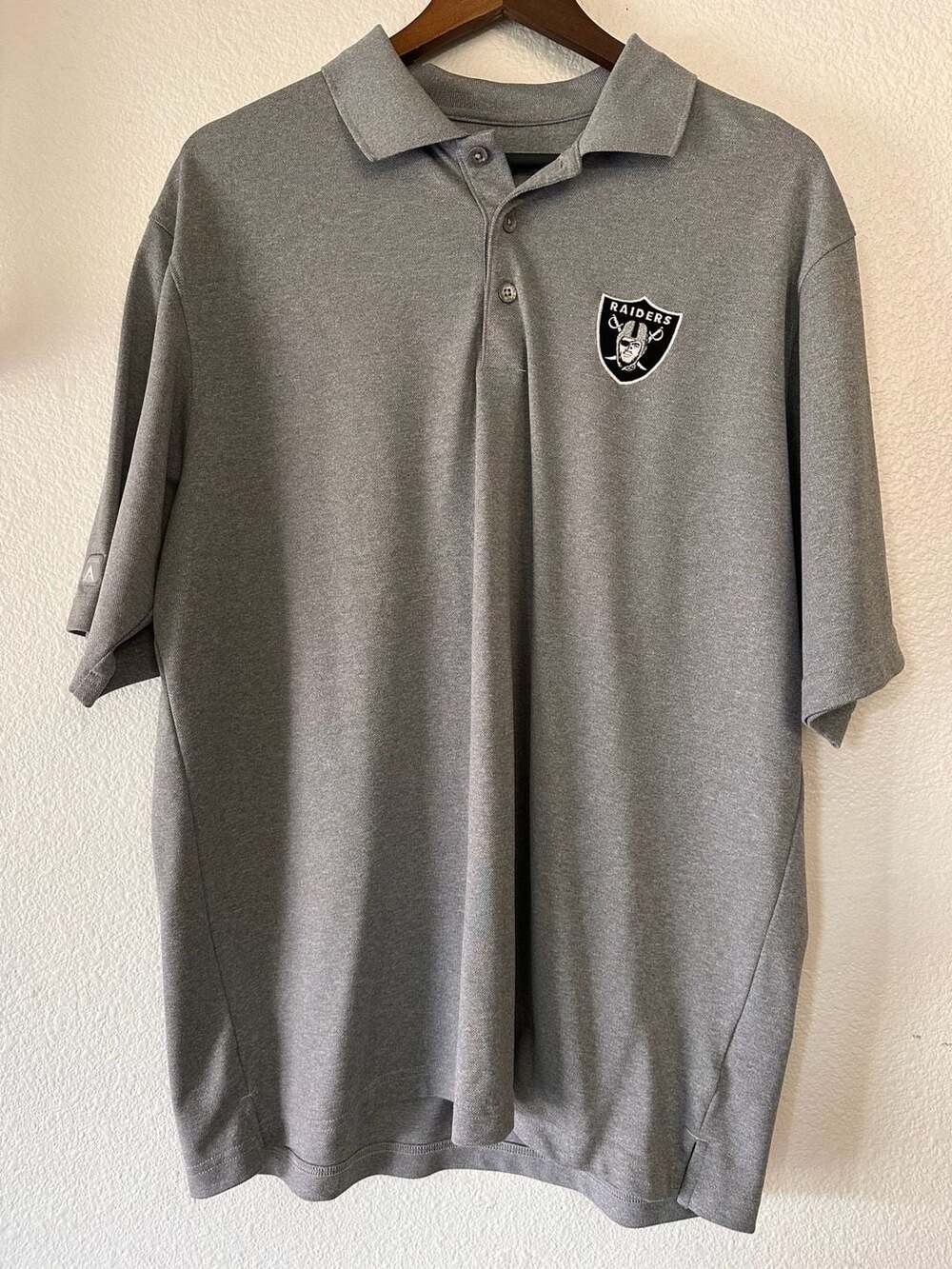 Antigua Las Vegas Raiders Polo Mens Size L Heather Gray Shirt